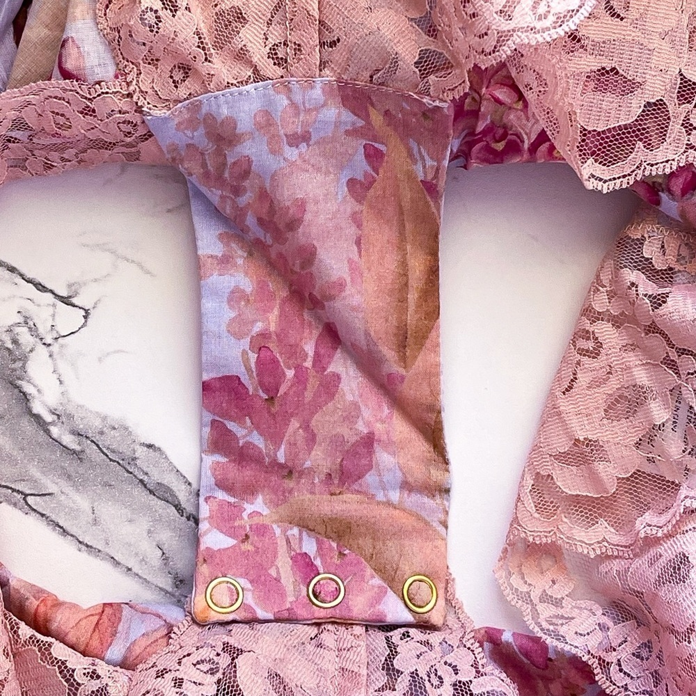 Zimmermann Botanica Teddy Bodysuit Lace Floral Pink Milettia Size 10 NWT - Picture 3 of 10